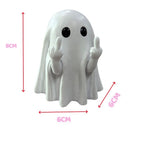 Halloween ghost with a glowing night light on its middle finger